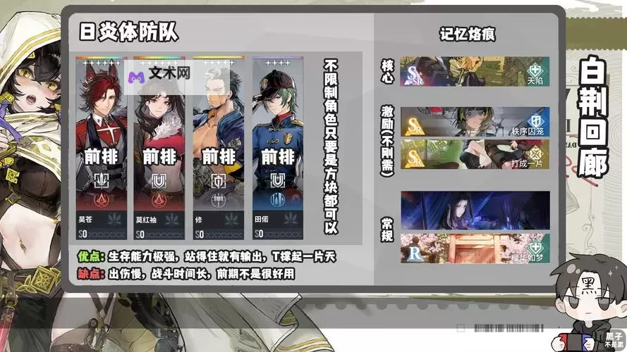 《白荆回廊》水雷队角色及烙痕搭配推荐图1
